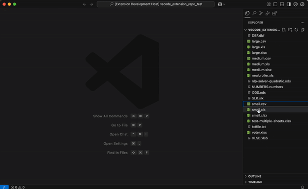 VSCode Spreadsheet viewer extension